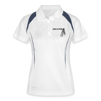 Bauleiter Typografie Baustellenstil - Frauen Polo atmungsaktiv - Weiß/Navy - Vorne