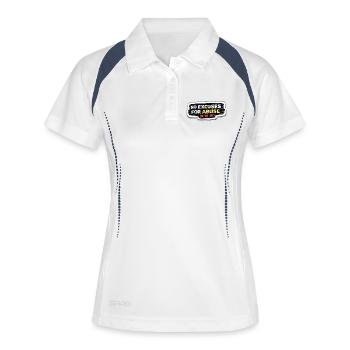 No Excuses For Abuse Anti-Abuse Awareness Sticker - Polo respirant Femme - blanc/marine - Devant