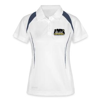 Believe Survivors Feministisches Bewusstseinsaufkleber - Frauen Polo atmungsaktiv - Weiß/Navy - Vorne