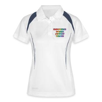 Befähigte Frauen unterstützen Frauen - Frauen Polo atmungsaktiv - Weiß/Navy - Vorne