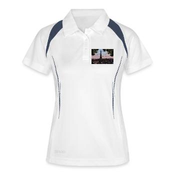 Paris Abendstimmung am Eiffelturm - Frauen Polo atmungsaktiv - Weiß/Navy - Vorne
