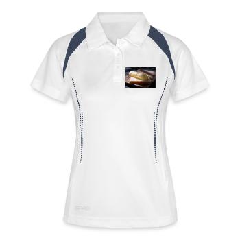 Käse-Locke auf Toast - Frauen Polo atmungsaktiv - Weiß/Navy - Vorne