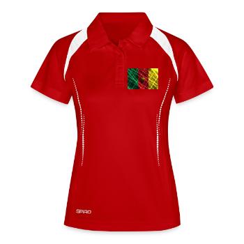 Neon Kamerun Flagge Netz - Frauen Polo atmungsaktiv - Weiß/Navy - Vorne