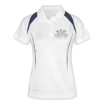 Blumen - Frauen Polo atmungsaktiv - Weiß/Navy - Vorne