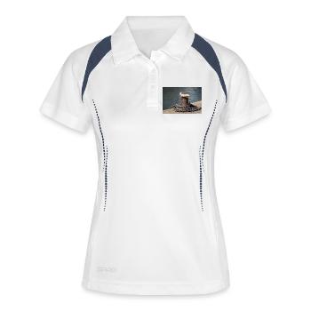 Affiches de bornes dans le port de Büsum, Allemagne - Polo respirant Femme - blanc/marine - Devant