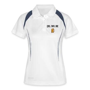 Eins, Zwei, Drei, Bier - Frauen Polo atmungsaktiv - Weiß/Navy - Vorne