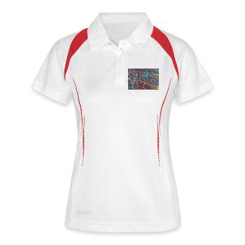 lebensspuren - Frauen Polo atmungsaktiv - Weiß/Navy - Vorne