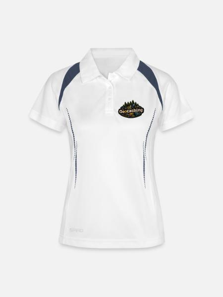 Geocaching - Women's Polo breathable - white/navy
