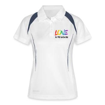 Love is the Answer Rainbow - Frauen Polo atmungsaktiv - Weiß/Navy - Vorne