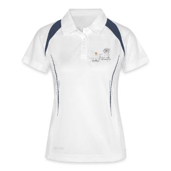 Camper sur la plage - Polo respirant Femme - blanc/marine - Devant