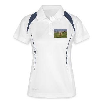 Sheep on the dike on the coast - Women's Polo breathable - white/navy - Front