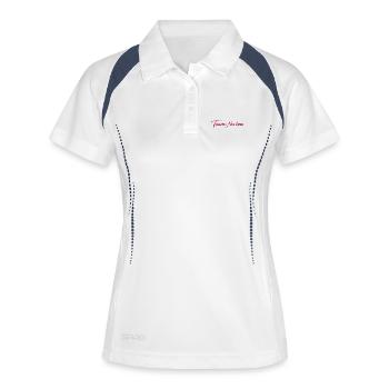 Team Kein BH - Frauen Polo atmungsaktiv - Weiß/Navy - Vorne