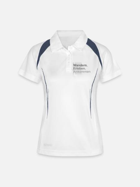 Wandern erleben - Frauen Polo atmungsaktiv - Weiß/Navy