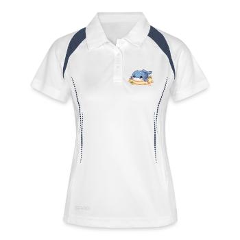 Wal auf Sandbank - Frauen Polo atmungsaktiv - Weiß/Navy - Vorne