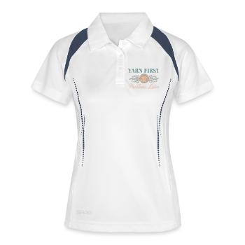 Crochet Lover Garn Erste Probleme später Lustig - Frauen Polo atmungsaktiv - Weiß/Navy - Vorne