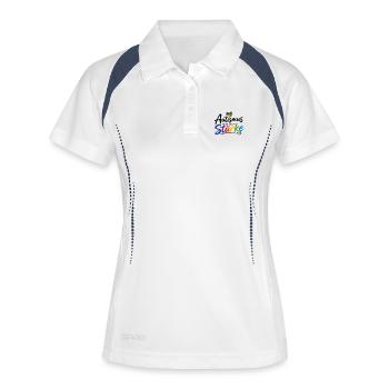 Autismus ist eine Stärke  - Frauen Polo atmungsaktiv - Weiß/Navy - Vorne