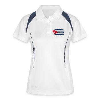 Cuba Drapeau / Caraïbe Cadeau - Polo respirant Femme - blanc/marine - Devant