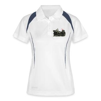drei junge freche kraehen - Frauen Polo atmungsaktiv - Weiß/Navy - Vorne
