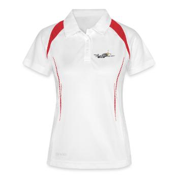 P-51 - Frauen Polo atmungsaktiv - Weiß/Navy - Vorne