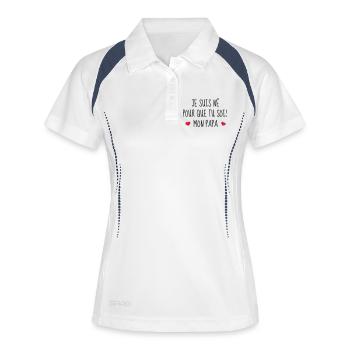 Bébé - Naissance - Papa - Fête des Pères - Polo respirant Femme - blanc/marine - Devant