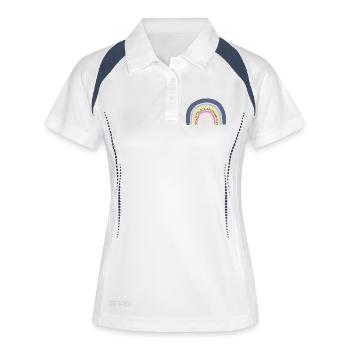 Regenbogen pastell - Frauen Polo atmungsaktiv - Weiß/Navy - Vorne