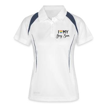 J’aime mon fils gay - Polo respirant Femme - blanc/marine - Devant