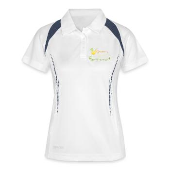 Sommer, Sonne, Spritzerzeit! Weinglas - Frauen Polo atmungsaktiv - Weiß/Navy - Vorne