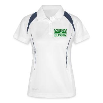 Glasgow Skyline Siebdruck - Frauen Polo atmungsaktiv - Weiß/Navy - Vorne
