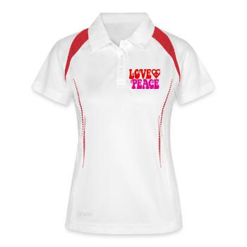 Love and peace - Frauen Polo atmungsaktiv - Weiß/Navy - Vorne