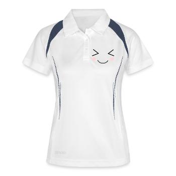 Kawaii Gesicht lustig - Frauen Polo atmungsaktiv - Weiß/Navy - Vorne