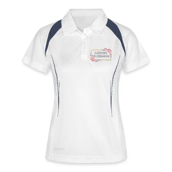 Fitness Fitnesstrainerin Trainerin Beruf Geschenk - Frauen Polo atmungsaktiv - Weiß/Navy - Vorne