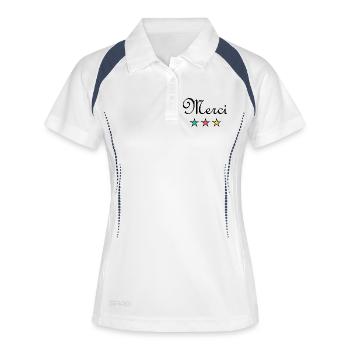 VIELEN DANK. GELIEBTE. MEISTER. DANKE HERRIN - Frauen Polo atmungsaktiv - Weiß/Navy - Vorne
