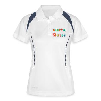 Grundschule 4. Klasse - Vierte Schulklasse - Frauen Polo atmungsaktiv - Weiß/Navy - Vorne