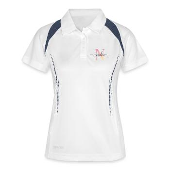 N | Monogramm | Name | Nathalia |Watercolor - Frauen Polo atmungsaktiv - Weiß/Navy - Vorne