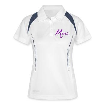 MERCI. MAÎTRESSE. MAÎTRE. MERCI MAÎTRESSE - Polo respirant Femme - blanc/marine - Devant