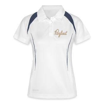 Perfekt – nur du - Frauen Polo atmungsaktiv - Weiß/Navy - Vorne