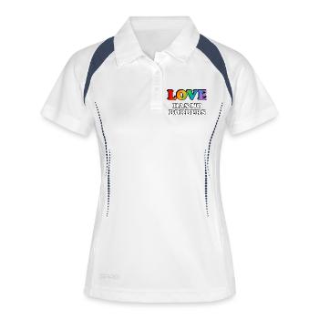 Regenbogen LGBT Liebe ohne Grenzen T-Shirt Design - Frauen Polo atmungsaktiv - Weiß/Navy - Vorne