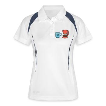kaffeetasse-kaffeekanne - Frauen Polo atmungsaktiv - Weiß/Navy - Vorne