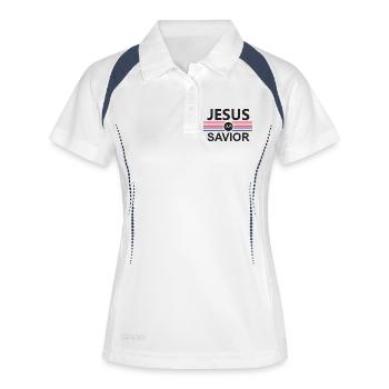 Religiöse Inspiration  - Frauen Polo atmungsaktiv - Weiß/Navy - Vorne