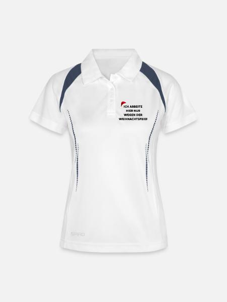Je ne travaille ici que pour la fête de Noël - Polo respirant Femme - blanc/marine