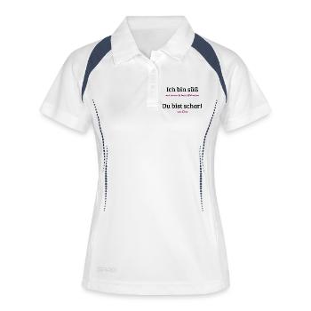 Chili Wahnsinn Motiv - Frauen Polo atmungsaktiv - Weiß/Navy - Vorne