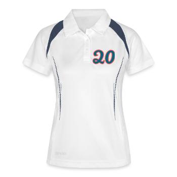 20. 20e ANNIVERSAIRE. ANNIVERSAIRE 20 ANS. 20 ANS. - Polo respirant Femme - blanc/marine - Devant