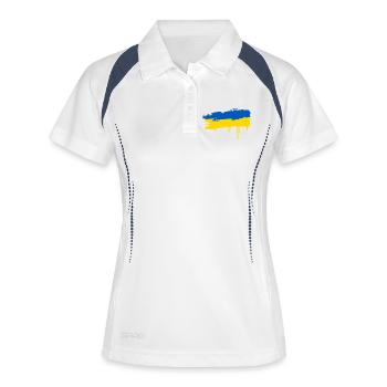 Drapeau bleu et jaune en style éclaboussure - Polo respirant Femme - blanc/marine - Devant