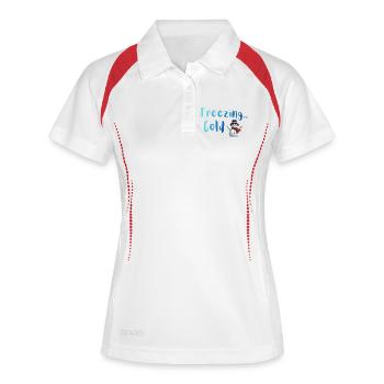 Gefrorener Winter-Schneemann - Frauen Polo atmungsaktiv - Weiß/Navy - Vorne