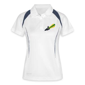 SPACE BIRD – Geek & Science-Fiction - Frauen Polo atmungsaktiv - Weiß/Navy - Vorne