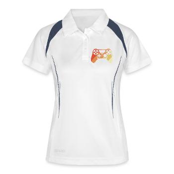 Vintage Gamepad - Frauen Polo atmungsaktiv - Weiß/Navy - Vorne