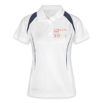 Design de la ligne Rétro Anniversary 2006 - Polo respirant Femme - blanc/marine - Devant