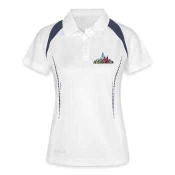 Silhouette de la ville de Genève Jet d’Eau Art Moderne - Polo respirant Femme - blanc/marine - Devant