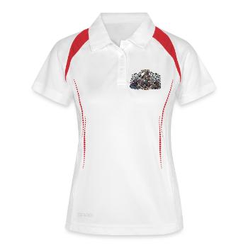No Pain No Glory Gymrat Cartoon - Frauen Polo atmungsaktiv - Weiß/Navy - Vorne