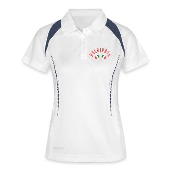 Emblème des drapeaux italiens croisés de Belgique - Polo respirant Femme - blanc/marine - Devant